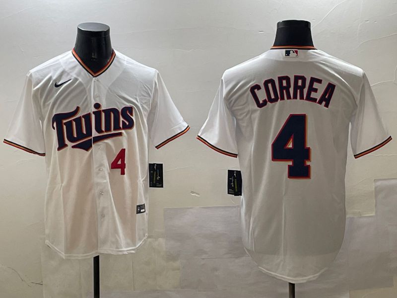 Men Minnesota Twins #4 Correa White Game 2025 Nike MLB Jersey style 2->minnesota twins->MLB Jersey